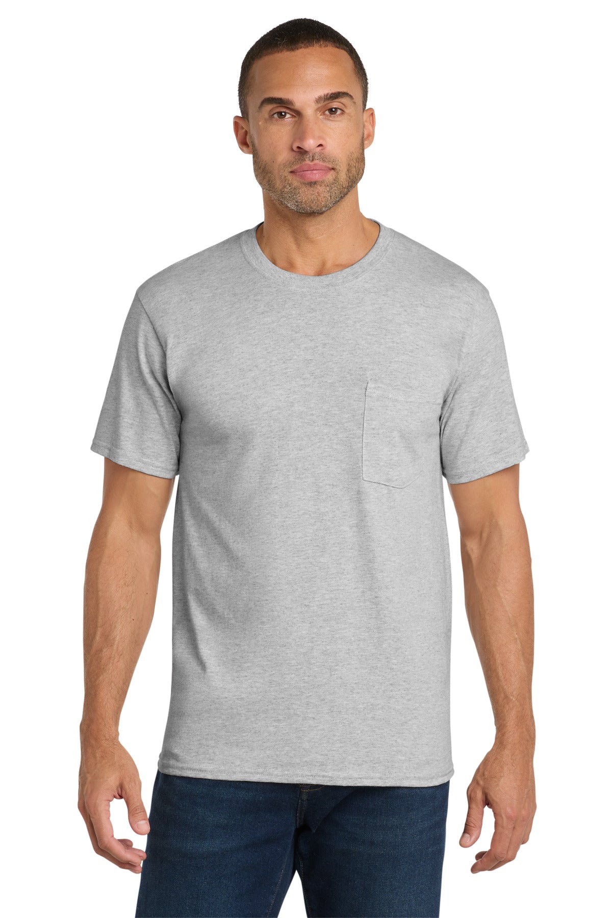 Port & Co Core Cotton Pocket Tee - Ash