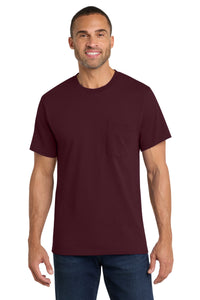 Port & Co Core Cotton Pocket Tee - Athletic Maroon