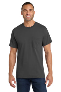 Port & Co Core Cotton Pocket Tee - Charcoal