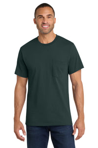 Port & Co Core Cotton Pocket Tee - Dark Green