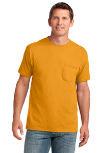 Port & Co Core Cotton Pocket Tee - Gold