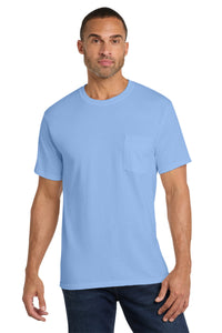 Port & Co Core Cotton Pocket Tee - Light Blue
