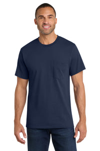 Port & Co Core Cotton Pocket Tee - Navy