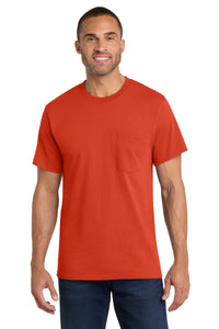 Port & Co Core Cotton Pocket Tee - Orange
