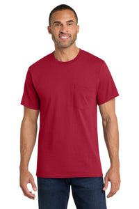 Port & Co Core Cotton Pocket Tee - Red