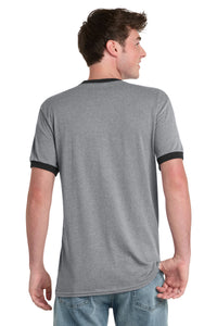 Port & Co Core Cotton Ringer Tee - Athletic Heather/ Jet Black Back