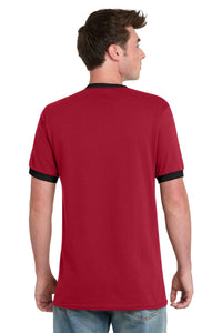Port & Co Core Cotton Ringer Tee - Red/ Jet Black Back