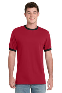 Port & Co Core Cotton Ringer Tee - Red/ Jet Black