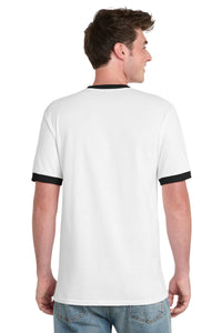 Port & Co Core Cotton Ringer Tee - White/ Jet Black Back