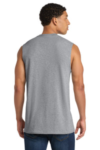 Port & Co Core Cotton Sleeveless Tee - Athletic Heather Back