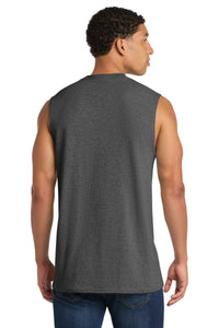 Port & Co Core Cotton Sleeveless Tee - Dark Heather Grey Back