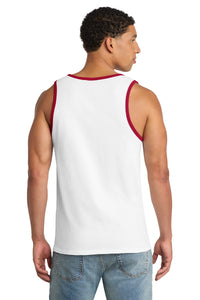 Port & Co Core Cotton Tank Top - White/ Red Back