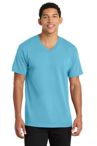 Port & Co Core Cotton V-Neck Tee - Aquatic Blue