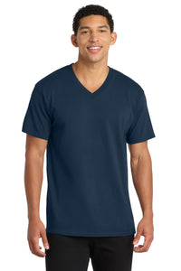 Port & Co Core Cotton V-Neck Tee - Navy