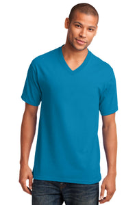 Port & Co Core Cotton V-Neck Tee - Neon Blue