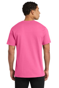 Port & Co Core Cotton V-Neck Tee - Neon Pink Back