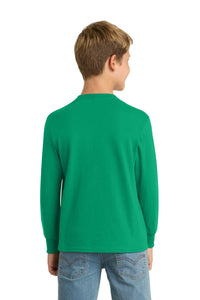 Port & Co Youth Long Sleeve Core Cotton Tee - Kelly Back
