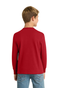 Port & Co Youth Long Sleeve Core Cotton Tee - Red Back