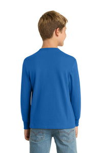 Port & Co Youth Long Sleeve Core Cotton Tee - Royal Back