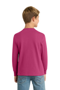Port & Co Youth Long Sleeve Core Cotton Tee - Sangria Back