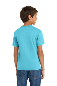 Port & Co Youth Core Cotton Tee - Aquatic Blue Back
