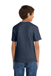 Port & Co Youth Core Cotton Tee - Heather Navy Back