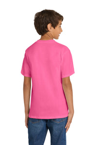 Port & Co Youth Core Cotton Tee - Neon Pink Back