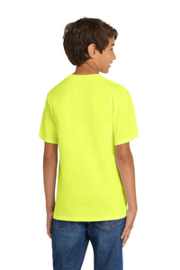 Port & Co Youth Core Cotton Tee - Neon Yellow Back