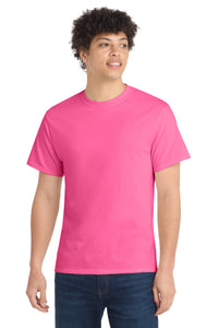 Port & Co Core Cotton Tee - Neon Pink