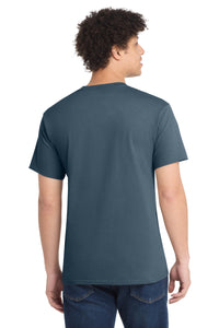 Port & Co Core Cotton Tee - Steel Blue Back