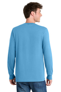 Port & Co Long Sleeve Core Blend Tee - Aquatic Blue Back