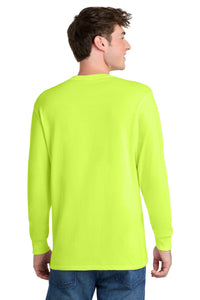 Port & Co Long Sleeve Core Blend Tee - Safety Green Back