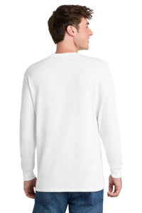 Port & Co Long Sleeve Core Blend Tee - White Back