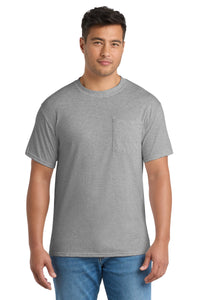 Port & Co Tall Core Blend Pocket Tee - Athletic Heather