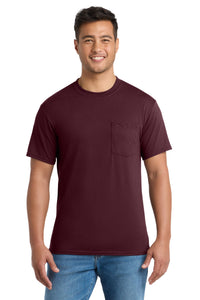 Port & Co Tall Core Blend Pocket Tee - Athletic Maroon