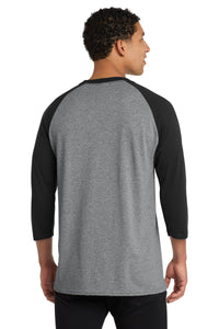Port & Co Core Blend 3/4-Sleeve Raglan Tee - Athletic Heather/ Jet Black Back