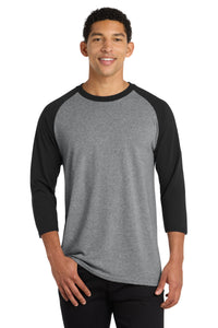 Port & Co Core Blend 3/4-Sleeve Raglan Tee - Athletic Heather/ Jet Black