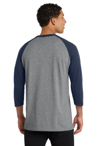 Port & Co Core Blend 3/4-Sleeve Raglan Tee - Athletic Heather/ Navy Back