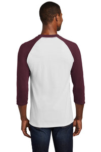 Port & Co Core Blend 3/4-Sleeve Raglan Tee - White/ Athletic Maroon Back
