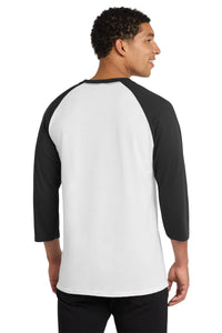 Port & Co Core Blend 3/4-Sleeve Raglan Tee - White/ Jet Black Back