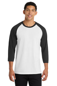 Port & Co Core Blend 3/4-Sleeve Raglan Tee - White/ Jet Black