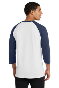 Port & Co Core Blend 3/4-Sleeve Raglan Tee - White/ Navy Back
