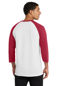 Port & Co Core Blend 3/4-Sleeve Raglan Tee - White/ Red Back
