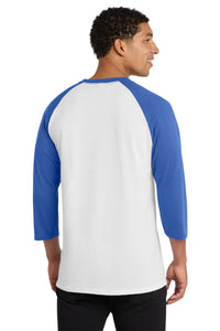 Port & Co Core Blend 3/4-Sleeve Raglan Tee - White/ Royal Back