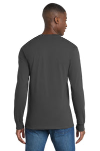 Port & Co Tall Long Sleeve Essential Pocket Tee - Charcoal Back