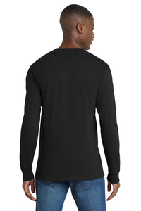 Port & Co Tall Long Sleeve Essential Pocket Tee - Jet Black Back