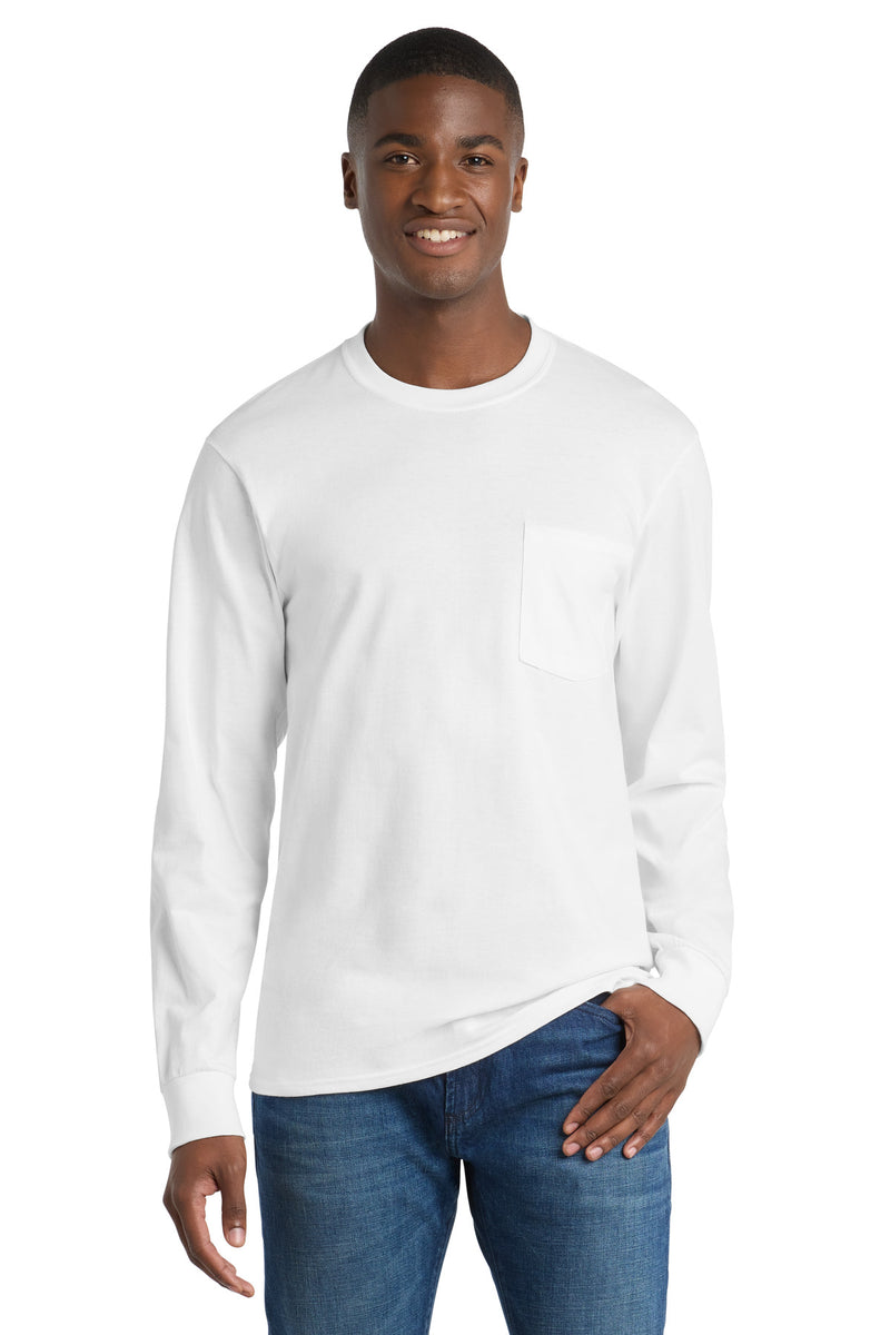 Port & Co Tall Long Sleeve Essential Pocket Tee
