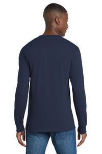 Port & Co Long Sleeve Essential Pocket Tee - Navy Back