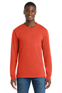 Port & Co Long Sleeve Essential Pocket Tee - Orange