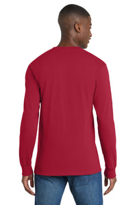 Port & Co Long Sleeve Essential Pocket Tee - Red Back